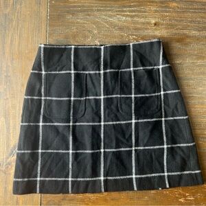 Madewell Windowpane Plaid Wool Blend Mini Skirts, Pockets - Dark Academia - 2